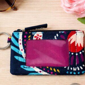 Vera Bradley Painted Paisley ID Case Zip Wallet Key Ring Window